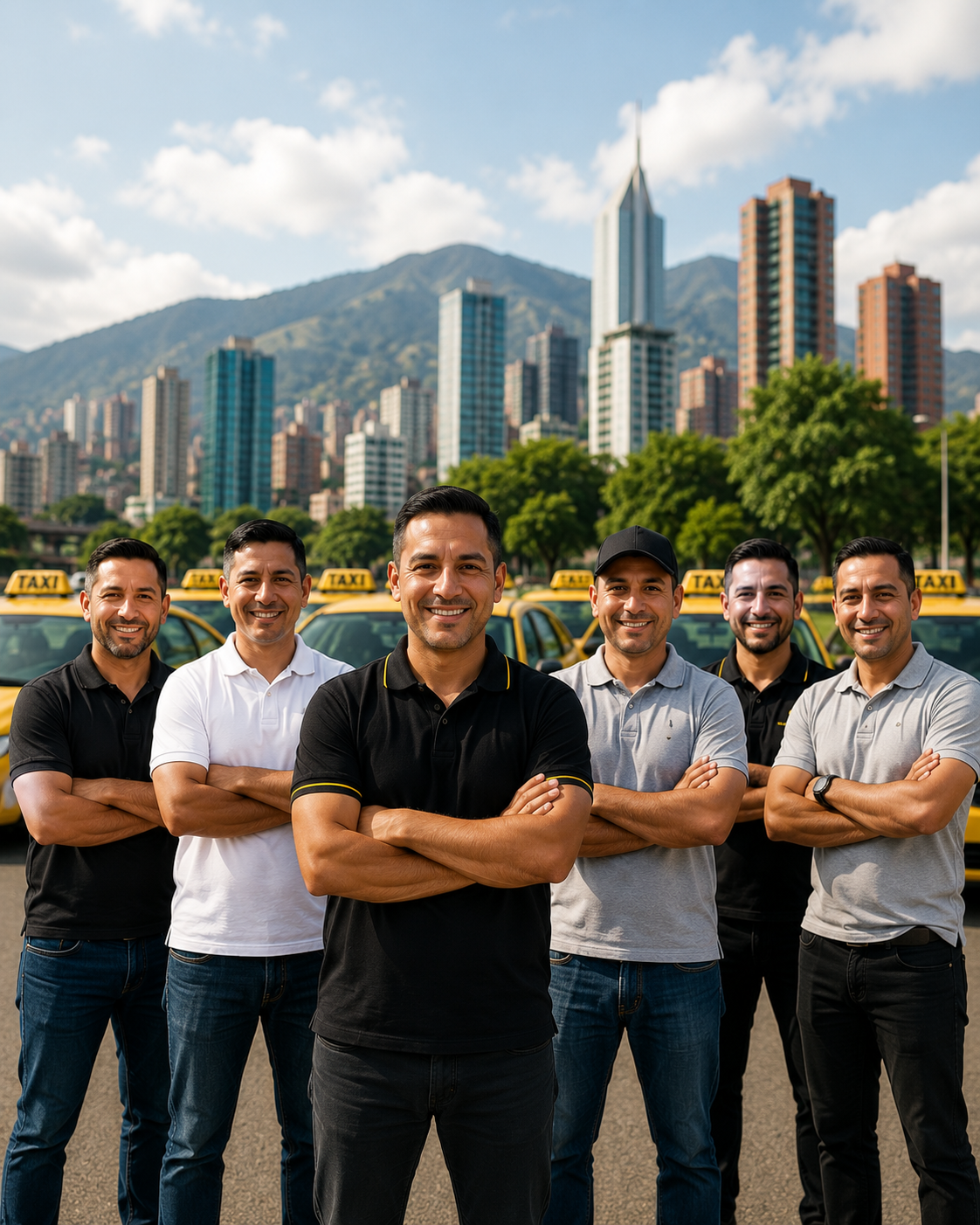 Propietario de taxi revisando su vehículo